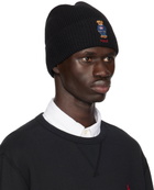 Polo Ralph Lauren Black Solid Flag Bear Beanie
