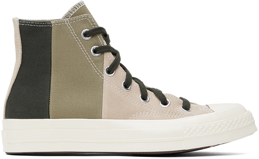 Photo: Converse Beige & Khaki Chuck 70 Patchwork Suede High Top Sneakers