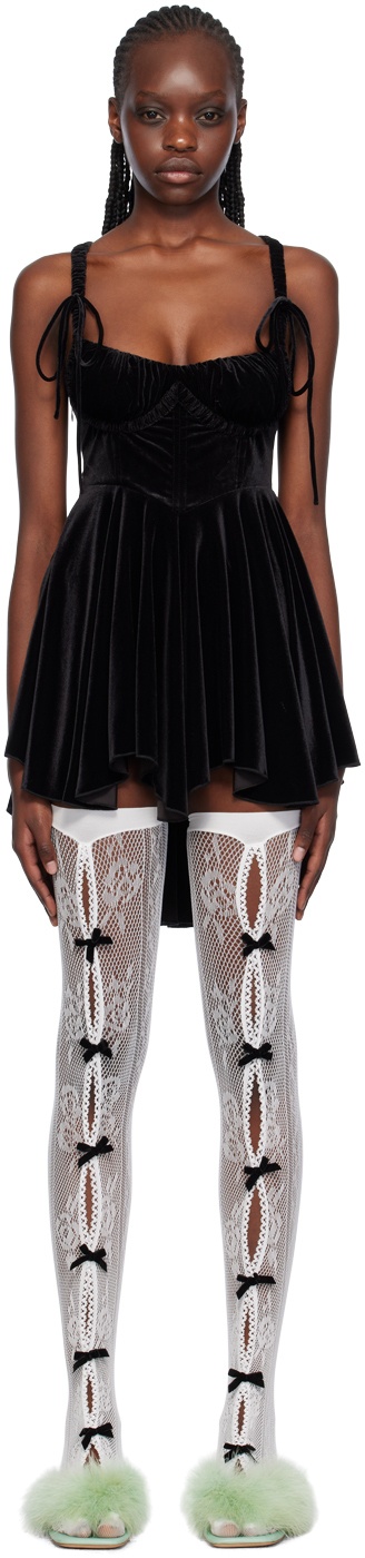 Black Bowknot Fishnet Tights by Nφdress on Sale