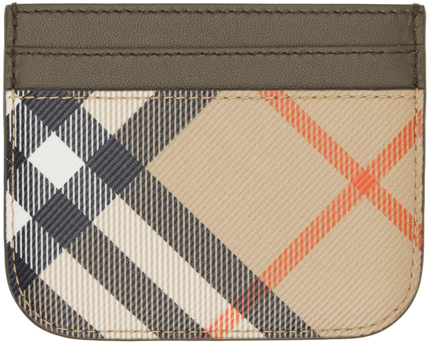 Burberry Beige & Black Check Card Holder