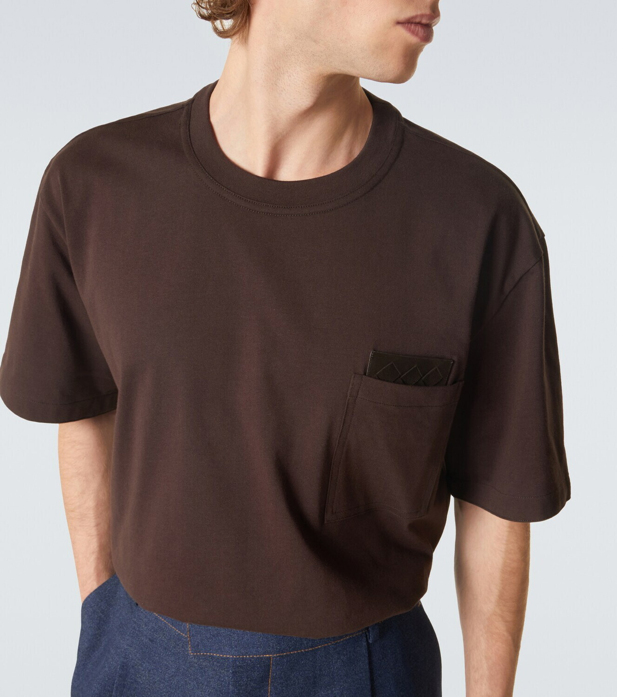 Bottega Veneta Suede-trimmed cotton jersey T-shirt
