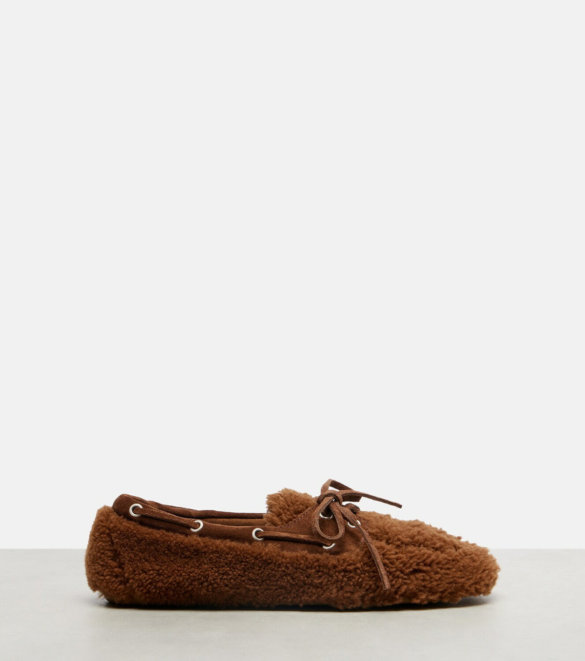 Miu Miu Suede-trimmed shearling boat shoes