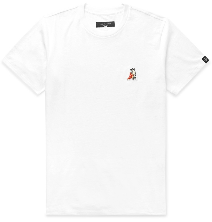 Photo: rag & bone - Logo-Appliquéd Cotton-Jersey T-Shirt - White