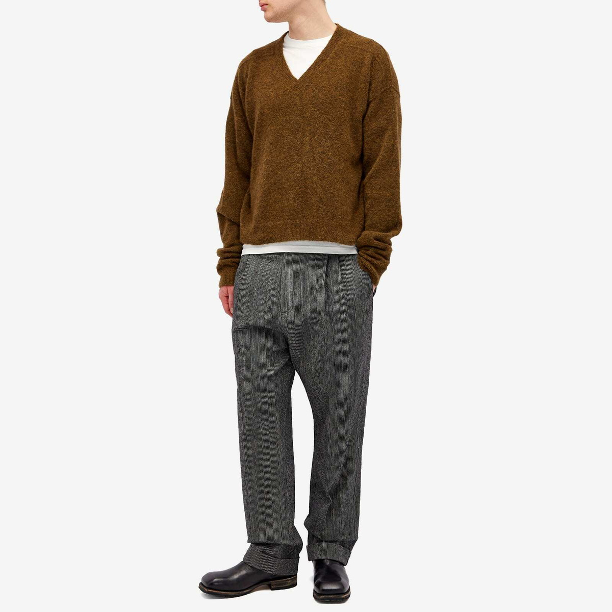 Craig Green Men's Double Pleat Trousers in Black/White Stripe