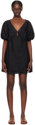 Deiji Studios Black Tie Seamed Minidress