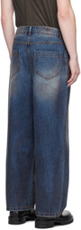Juun.J Indigo Oil-Washed Offset Jeans