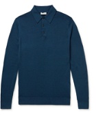 Sunspel - Slim-Fit Merino Wool Polo Shirt - Blue