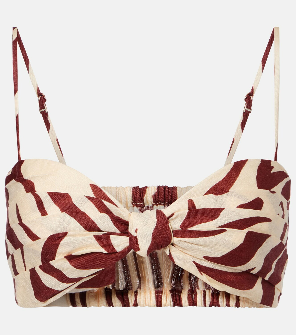 Johanna Ortiz Pleated printed linen bra top