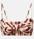 Johanna Ortiz Pleated printed linen bra top