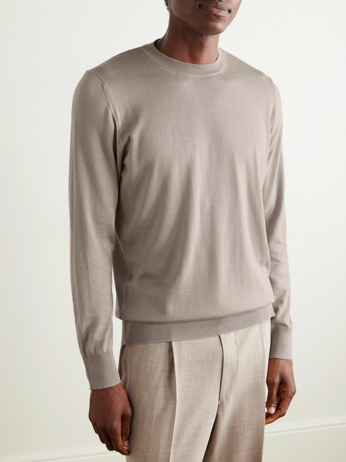Caruso - Wool, Silk and Cashmere-Blend Sweater - Neutrals
