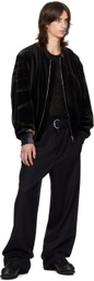 JiyongKim Black Sun-Bleached Bomber Jacket