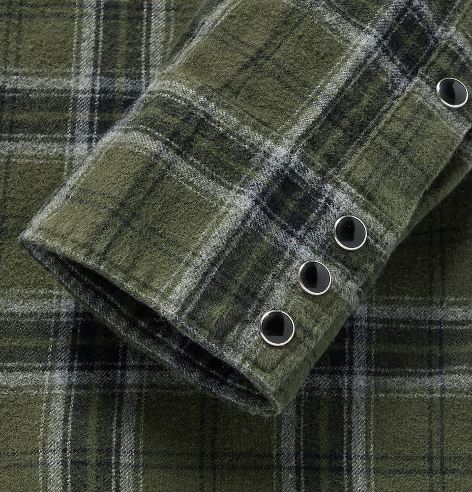 Cotton Flannel Shirt - Green/black plaid - Men