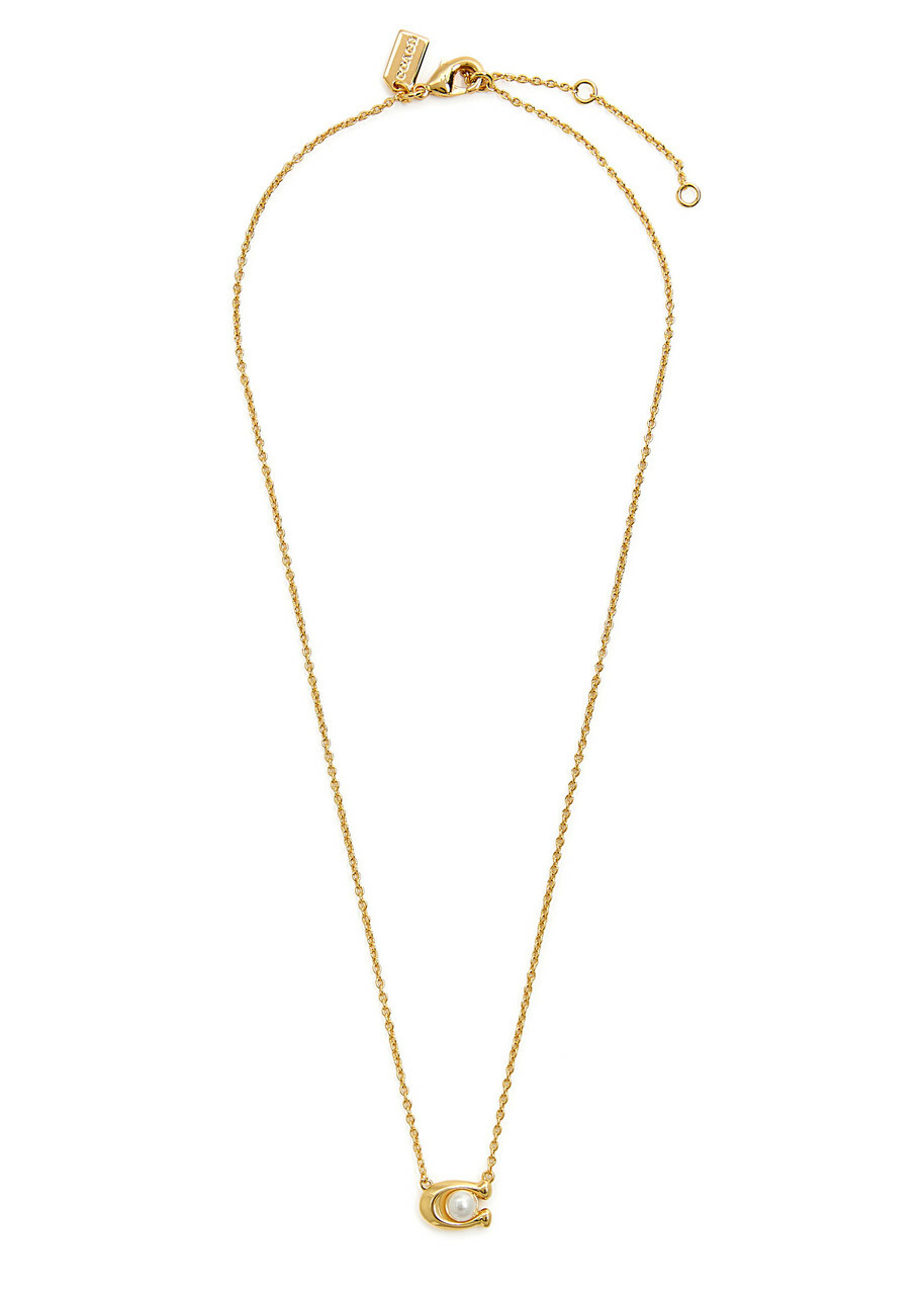 Coach Logo Necklace - Pearl - One Size