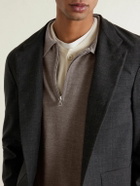 Officine Générale - Bene Merino Wool Half-Zip Polo Shirt - Brown