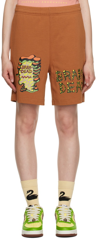 Photo: Brain Dead Orange Printed Shorts