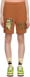 Brain Dead Orange Printed Shorts