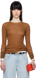 AURALEE Brown Super High Gauge Sheer Long Sleeve T-shirt