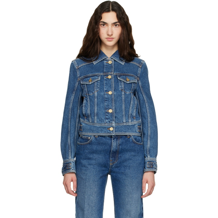 Photo: BALMAIN Blue Cropped Denim Jacket
