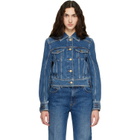BALMAIN Blue Cropped Denim Jacket