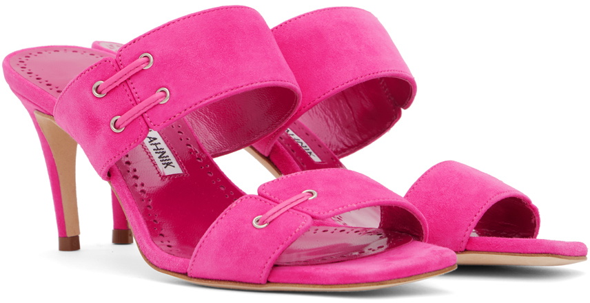 Manolo Blahnik Pink Nebre Mules Manolo Blahnik