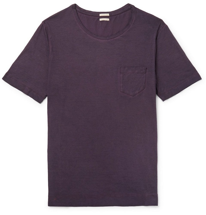 Photo: Massimo Alba - Panarea Slim-Fit Watercolour-Dyed Cotton-Jersey T-Shirt - Men - Purple