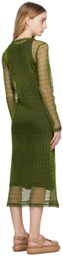 Song for the Mute Green & Black Crewneck Midi Dress