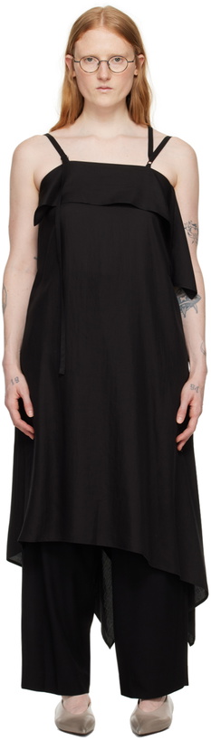 Photo: Y's Black Lace-Up Midi Dress