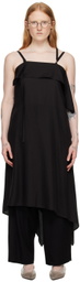 Y's Black Lace-Up Midi Dress