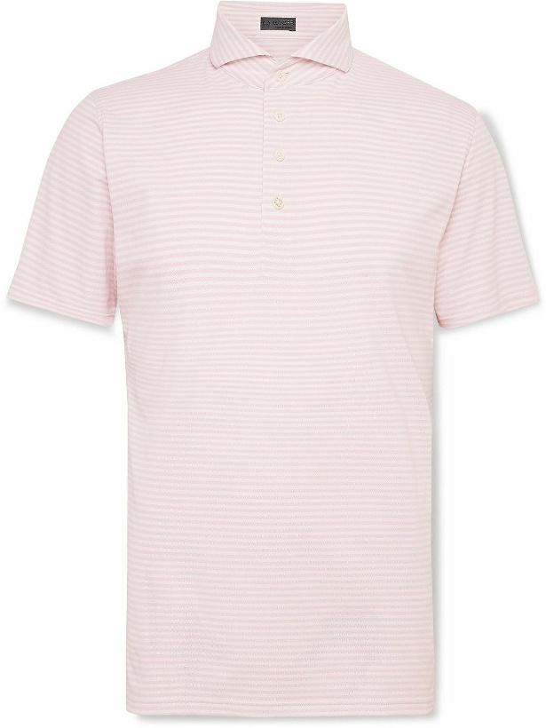Photo: G/FORE - Feeder Cutaway-Collar Striped Tech-Piqué Golf Polo Shirt - Pink