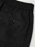 Ralph Lauren Purple label - Dorset Straight-Leg Silk and Linen-Blend Drawstring Shorts - Black