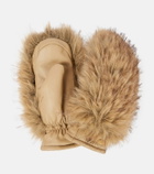 Goldbergh Hill faux fur-trimmed leather ski mittens