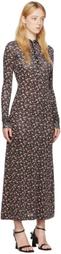 Palm Angels Black Floral Print Maxi Dress