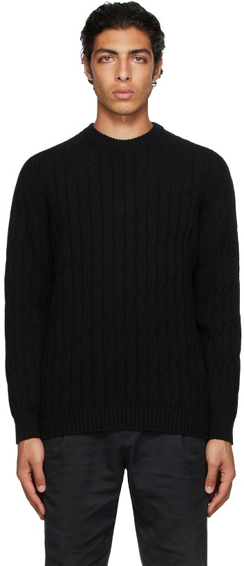 Photo: Dunhill Black Knurl Cable Sweater