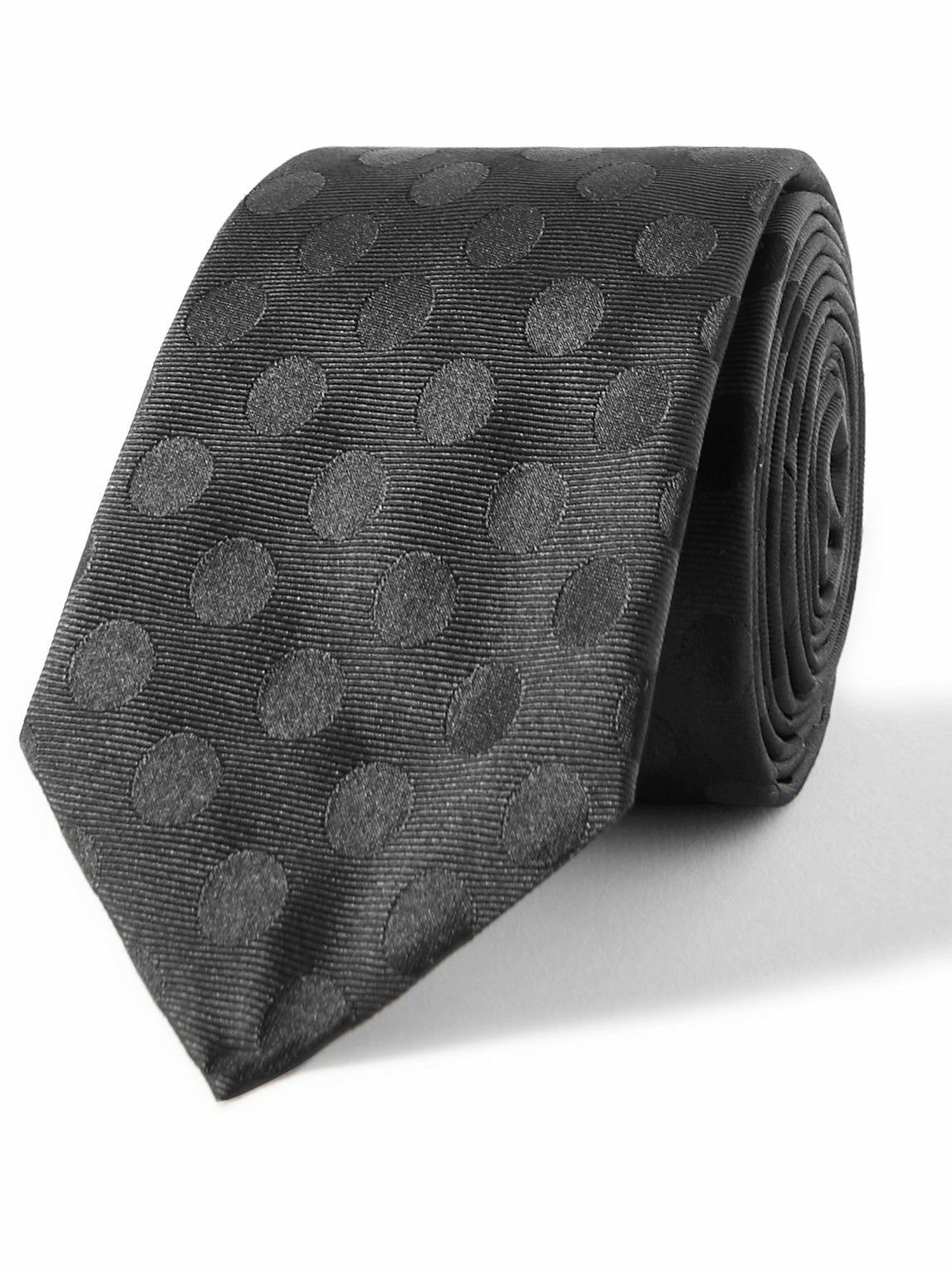 Photo: SAINT LAURENT - 8cm Polka-Dot Silk Tie - Black