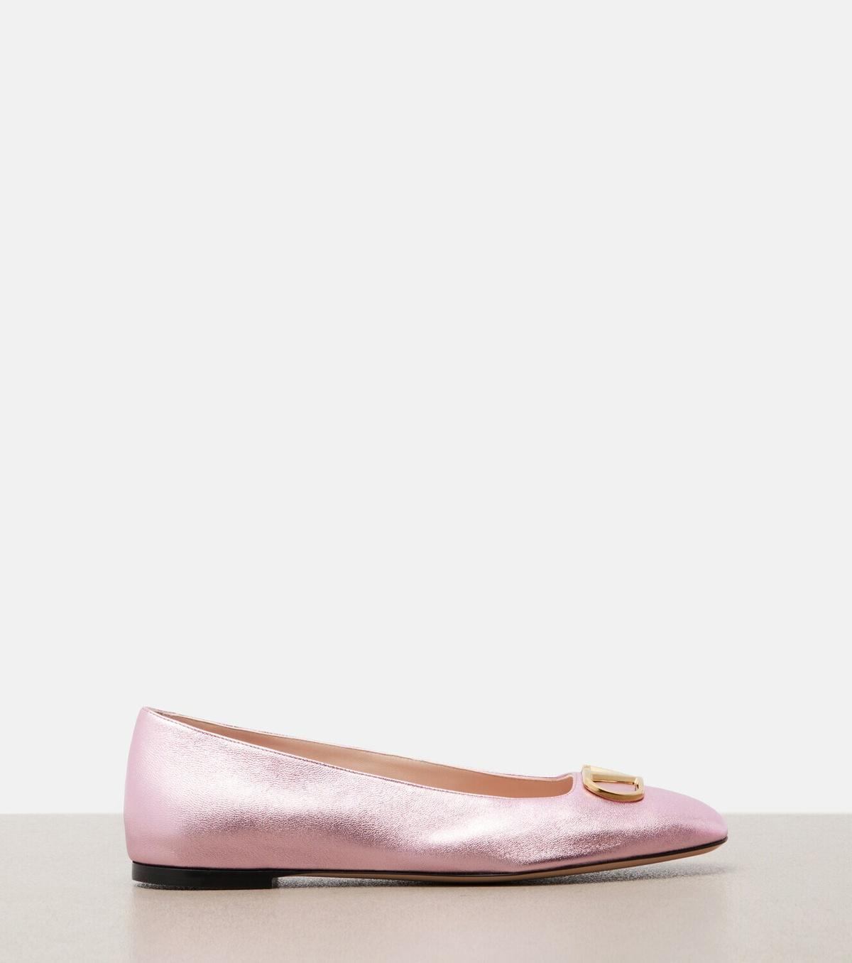 Valentino Garavani VLogo metallic leather ballet flats