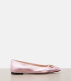 Valentino Garavani VLogo metallic leather ballet flats