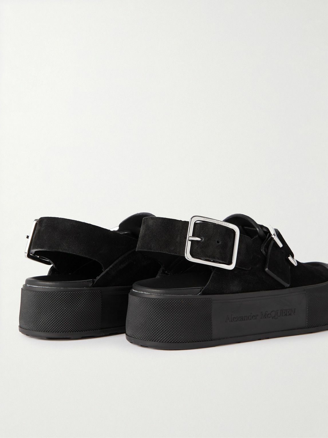 Alexander McQueen - Exaggerated-Sole Suede Sandals - Black