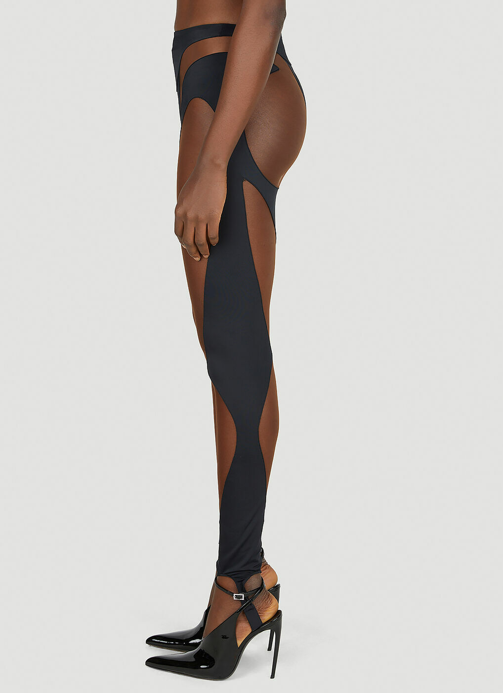 Mugler Sheer Cut Out Leggings in Black