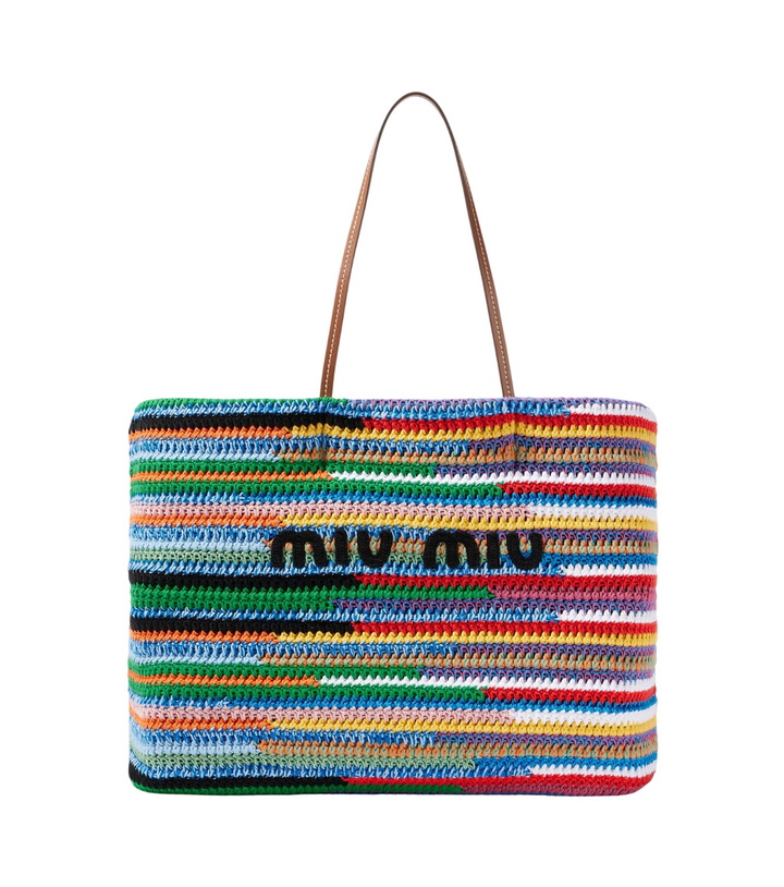 Photo: Miu Miu Large crochet leather-trimmed tote bag