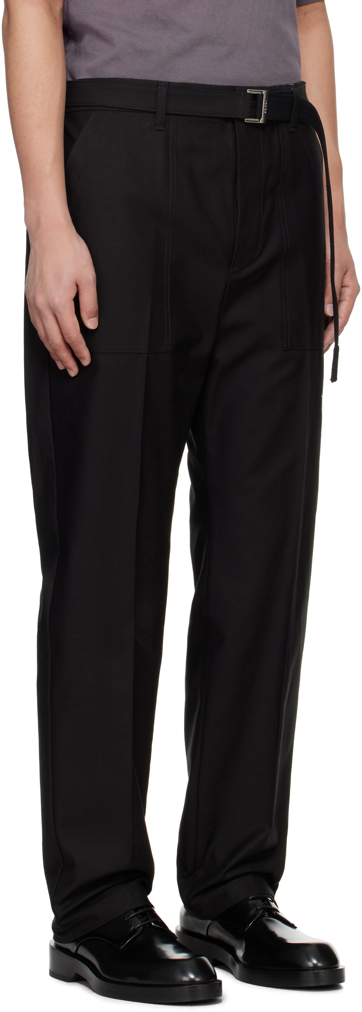 sacai Black WTAPS Edition Cotton Back Satin Trousers Sacai
