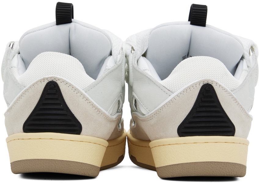 【関税込み】Lanvin ホワイト＆グレー Curb レザースニーカー Lanvin White & Gray Leather Curb Sneakers Lanvin