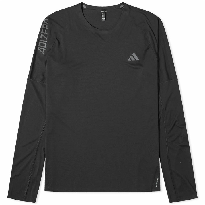 Photo: Adidas Running Men's Adidas Adizero Long Sleeve Running T-shirt in Black/Grey Six