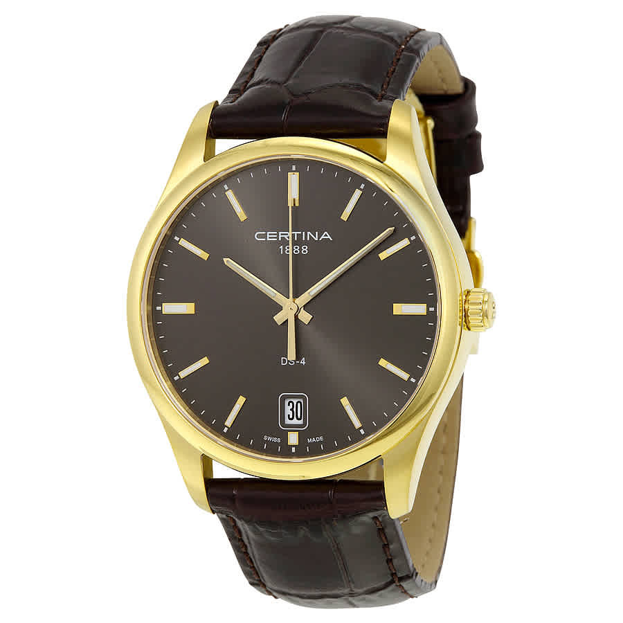 Certina DS-4 Quartz Grey Dial Brown Leather Mens Watch C022.610.36.081.00