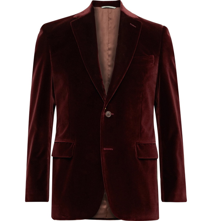 Photo: Canali - Kei Slim-Fit Cotton-Velvet Blazer - Burgundy