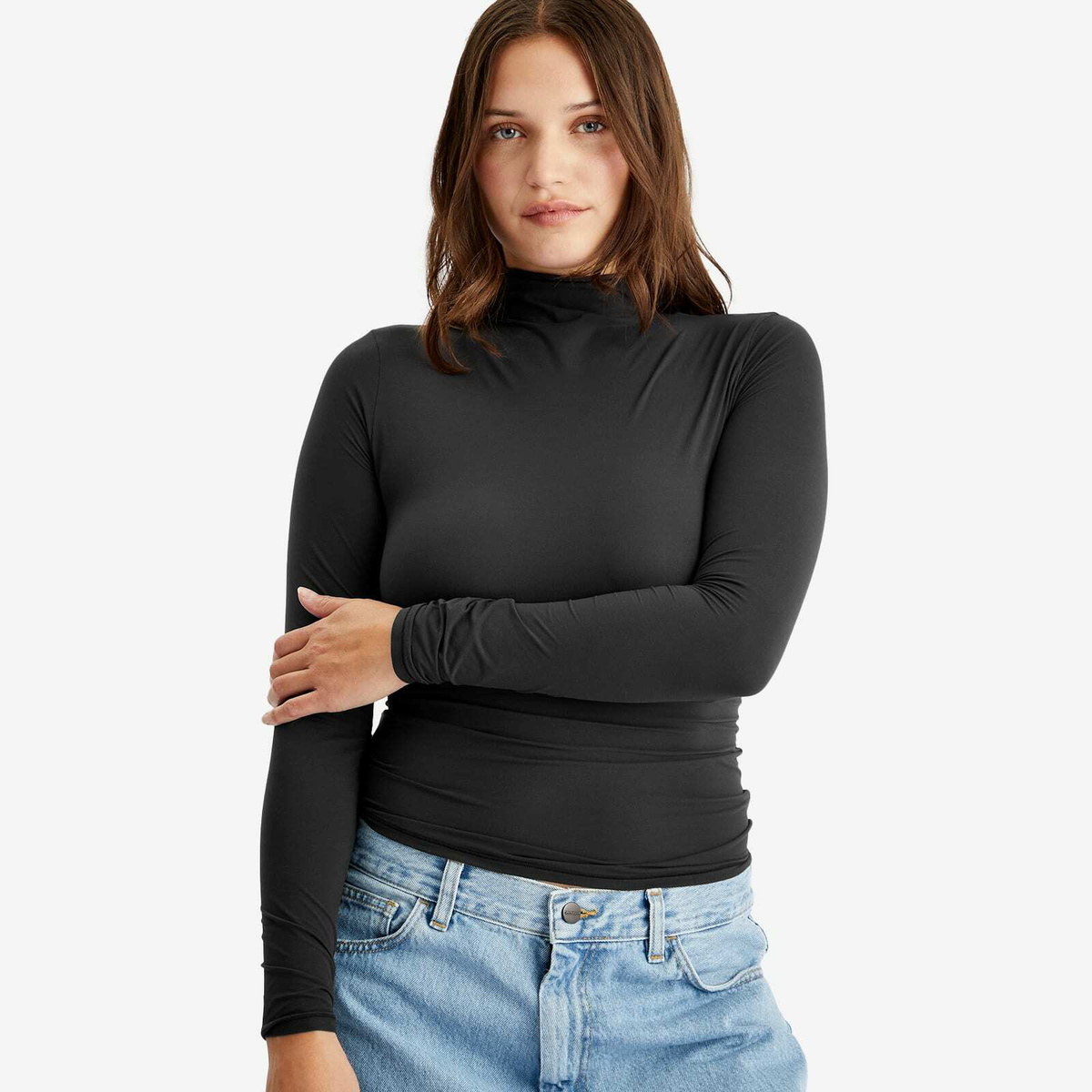 SKIMS Women's Fits Everybody Turtleneck Top in Onyx SKIMS