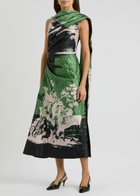 Erdem Printed Scarf-effect Satin Midi Dress Multi Print