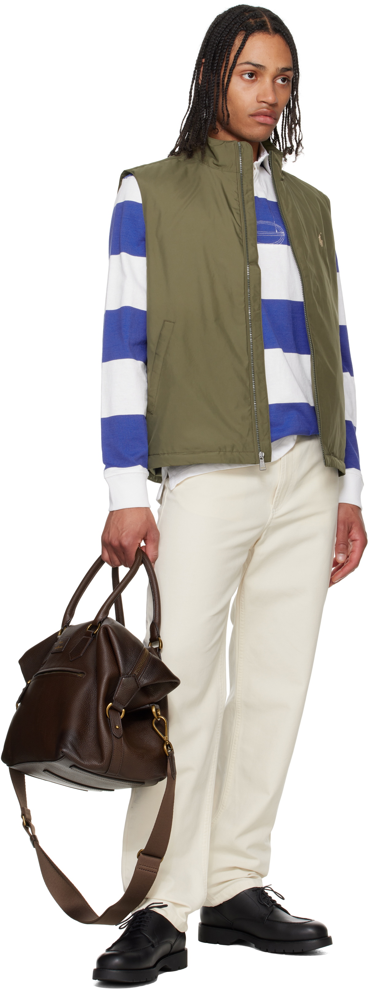 Polo Ralph Lauren Brown Pebbled Leather Duffle Bag
