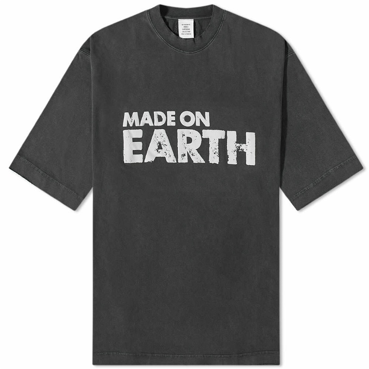 Photo: Vetements Men's Made On Earth T-Shirt in Faded Black