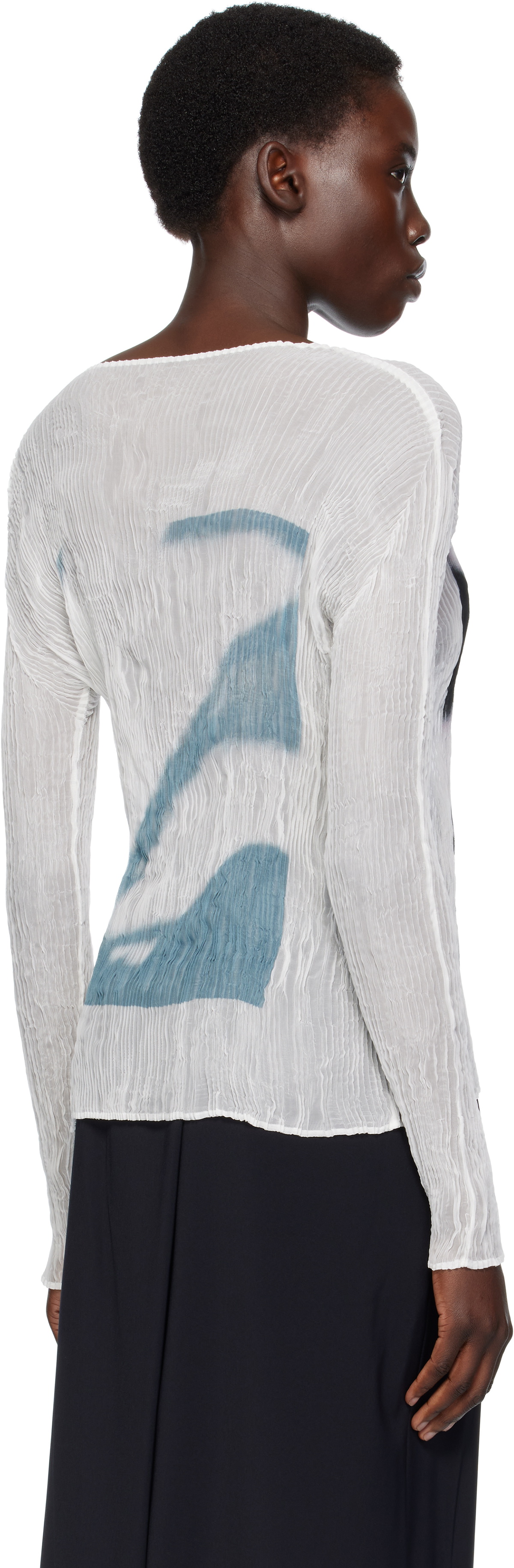 ISSEY MIYAKE White May Shadow Study Chiffon Twist T-shirt