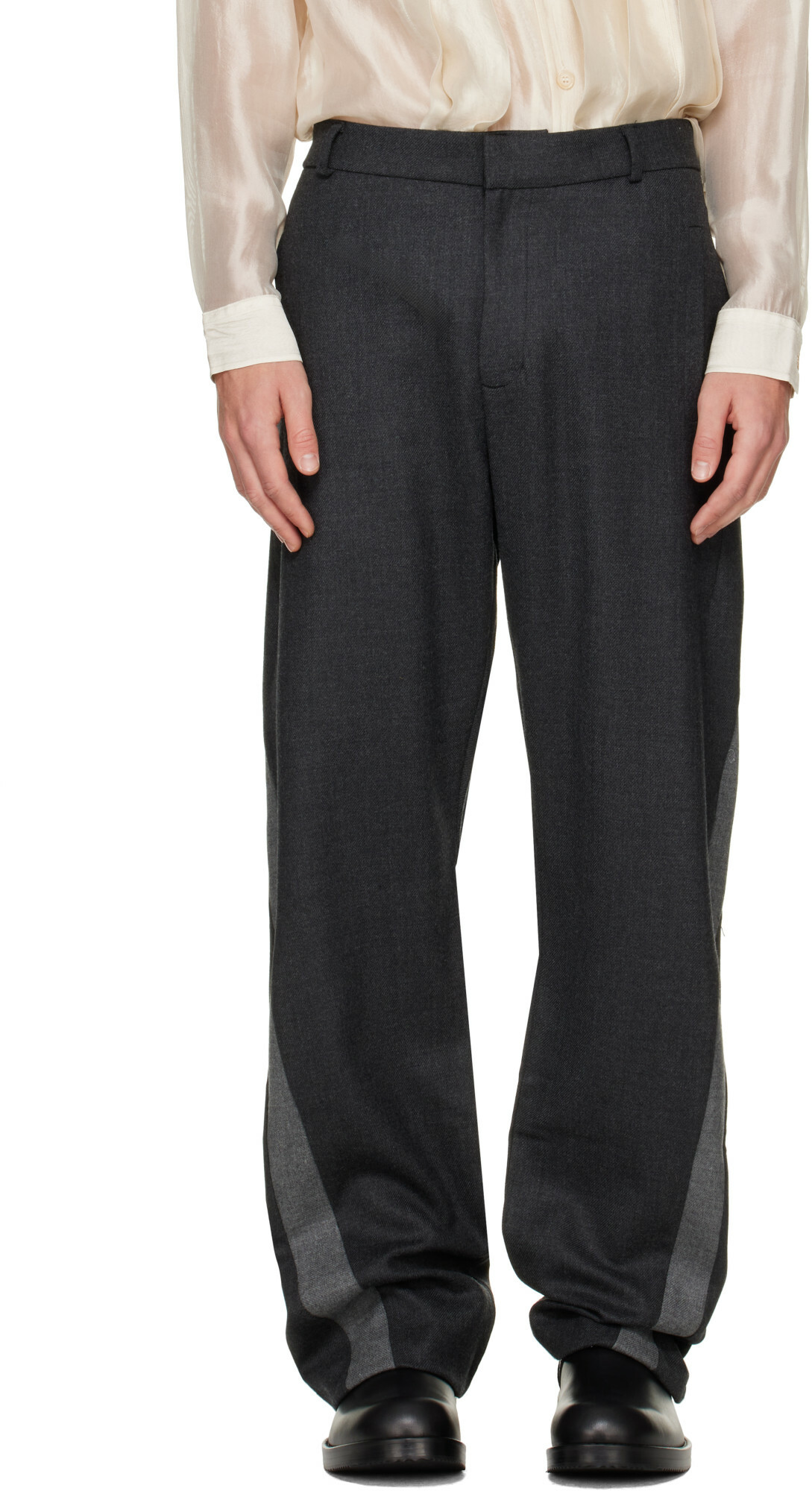 Edward Cuming Gray Twisted Tailored Trousers